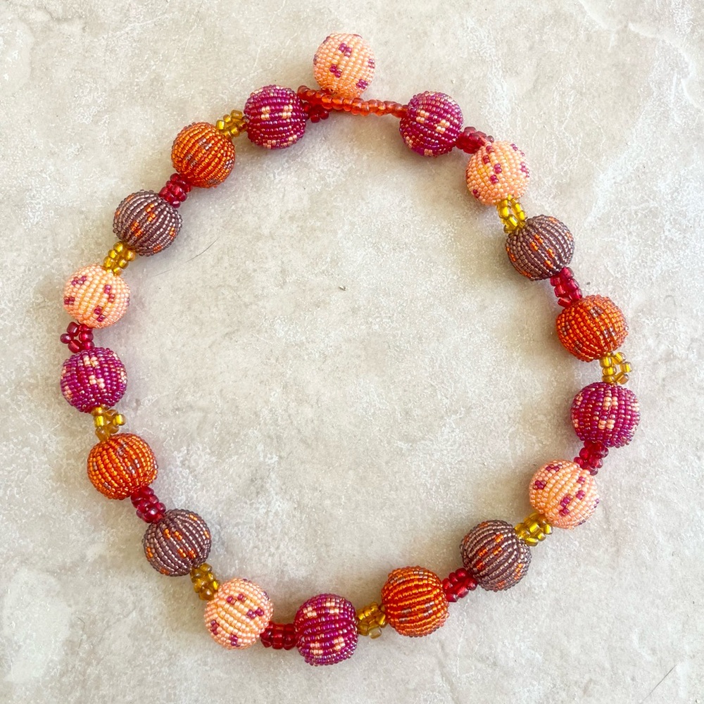 Fun Artisan Hand-Beaded Statement Necklace | Colorful Boho Seed Bead Necklace!